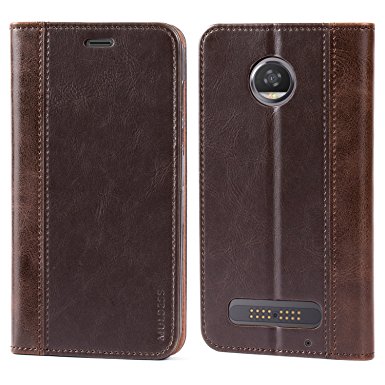 Moto Z2 Play Case,Mulbess BookStyle Leather Wallet Case Cover with Kick Stand for Lenovo Motorola Moto Z2 Play,Chocolate Brown