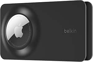 Belkin Apple AirTag Secure Wallet Insert, Thin AirTag Wallet Holder, Accessories for Apple AirTag - Ultra Slim & Flexible Credit Card Size Insert for Purse, Handbag, Pocket, Backpack - Black (2-Pack)