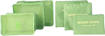 6 sets travel Organizers Packing Cubes Luggage Organizers Compression Pouches (Green)