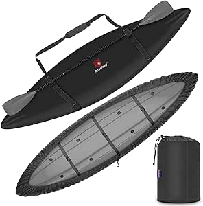 Rosefray 9.3-15 FT Kayak Cover, High-performance Marine kayak covers, Comfortable ShoulderStrap, Waterproof UV Resistant, Fade-Resistant Dustproof Fishing Boat Cover for Outdoor Storage