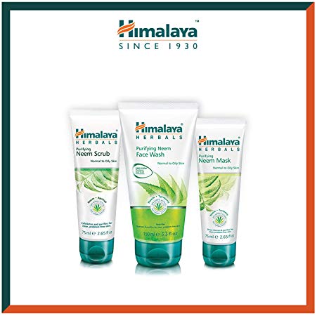 Himalaya Neem Face Wash Gel, Scrub & Mask - Natural Soap Free Acne Solution For Men & Women - Helps Minimizing, Controlling & Preventing of Acne & Pimple - 3pc Set