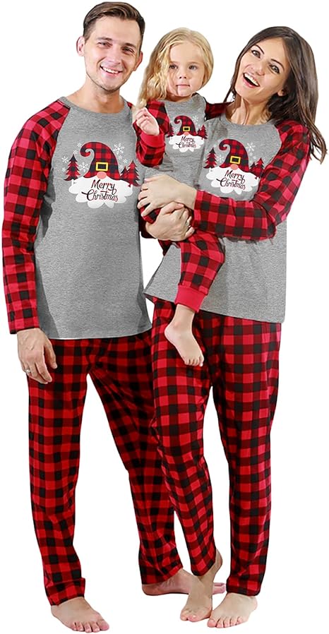 Weixinbuy Family Pajamas Set Christmas Pjs Matching Clothes Pajamas for Men Women Kids Toddler Baby Boy Girl Santa Sleepwear