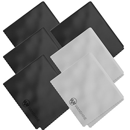 Wanshine Microfiber Cleaning Cloths - For All LCD Screens, Tablets, Lenses, and Other Delicate Surfaces (Black and Grey 6x7")