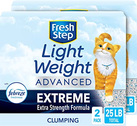 Fresh Step Clumping Cat Litter, Advanced, Extreme Odor Control, Extra Large, 25 Pounds total, (2 Pack of 12.5lb Boxes)