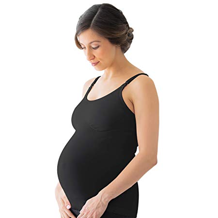 Medela Maternity and Nursing Tank Top, Non Wire and Seamless, Comfort and Convenience for Breastfeeding, Size Small/Medium, Black