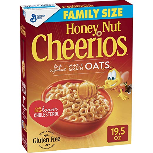 Honey Nut Cheerios Gluten Free, Cereal, Family Size, 19.5 Oz