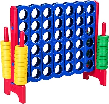 COSTWAY Jumbo 4-to-Score Giant Game Set, 4 in A Row for Kids and Adults, 3.5FT Tall Indoor & Outdoor Game Set with 42 Jumbo Rings & Quick-Release Slider, Perfect for Holiday Party & Family Game, Red