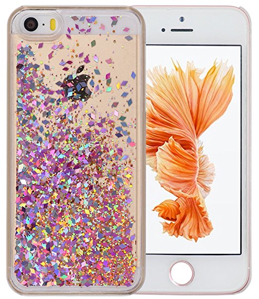 SE Case Liquid Floating Style , iPhone SE Rose Gold Flowing Quicksand Liquid Bling Glitter Diamond BLLQ PC Hard Case for iPhoneSE iPhone 5S iPhone5 , Diamond Twinkle RoseGold