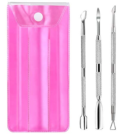 3pcs Cuticle Pusher and Cutter, YGDZ Triangle Nail Cuticle Pusher Peeler Scraper, Professional Stainless Steel Cuticle Cleaner Gel Polish Remover, Pedicure Manicure Tools for Home Salon