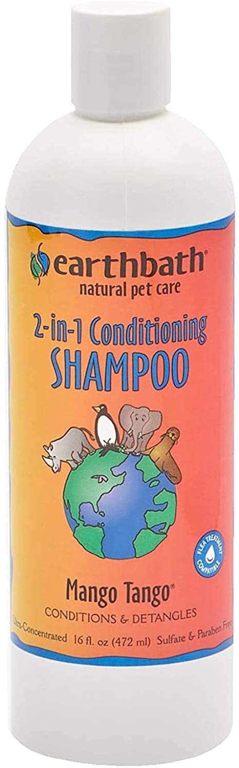 Earthbath Mango Tango 2-in-1 Pet Conditioning Shampoo - Conditions & Detangles, Aloe Vera, Vitamin E, Good for Dogs & Cats - Leave Your Pet's Coat Wonderfully Soft & Plush - 16 fl. oz