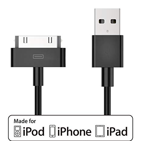 [Apple MFI Certified] ACEPower 4 Feet (1.2M) 30-pin USB Sync and Charging Cable for iPhone 4/4S, iPhone 3G/3GS, iPad 1/2/3, iPod/Black