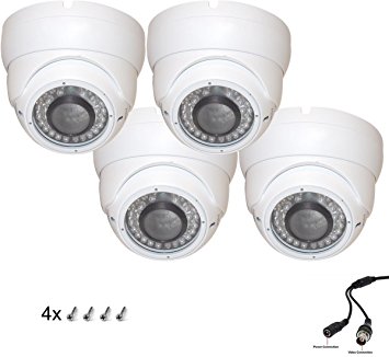 Evertech 4X Evertech CCTV Security Cameras - 700 TVL each camera, 36 IR, 2,8~12mm Wide Angle ZOOM Vari-focal Lens Metal Dome Camera for Indoor & Outdoor 36 Ir LED Color Home Security Surveillance Dome Camera
