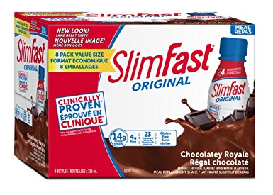 Slim Fast Original Meal Replacement or Weight Loss Ready to Drink Shakes with 14g of Protein, 4g of Fibre Plus 23 Vitamins and Minerals, Chocolatey Royal, 8 Bottles x 325ml (3 Packs = 24 Bottles)