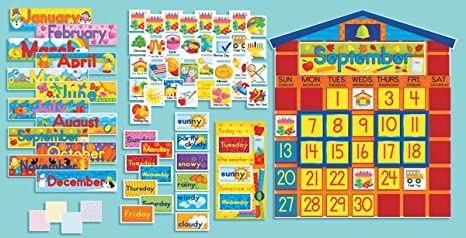 Scholastic All-in-One Schoolhouse Calendar Bulletin Board SC939405, Multiple Colors