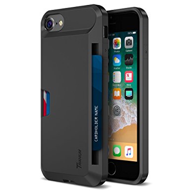 Trianium iPhone 8 Wallet Case [Walletium Series] for Apple iPhone 8 / iPhone 7 Case Wallet Credit Card Protective Holder Enhanced Grip / Card Slot Holder Cover [Heavy Duty Protection] - Black