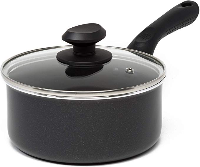 Ecolution Artistry 2 Quart Non-Stick Saucepan Dishwasher Safe, Scratch Resistant, With Easy Food Release Interior, Cool Touch Handle and Even Heating Base, 2 qt, Black