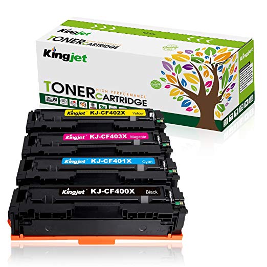 Kingjet Compatible Toner Cartridge Replacement for 201X CF400X CF401X CF402X CF403X CF400X, Work with Color Laserjet Pro MFP M277dw M252dw MFP M277n M252n Printer 4 Pack (Black Cyan Magenta Yellow)