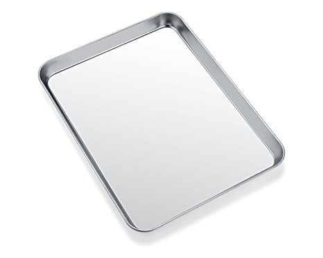 Toaster Oven Tray Pan, Zacfton Baking Sheet Stainless Steel Cookie Sheet Rectangle Size 10 x 8 x 1 inch, Non Toxic & Healthy,Superior Mirror Finish & Easy Clean, Dishwasher Safe