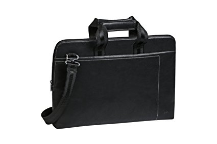 Rivacase 15.6" Laptop Bag, Classic, Slim, Sturdy, Black Vegan Leather