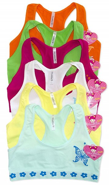 ToBeInStyle Girls' Pack of 6 Butterfly and Daisies Bras