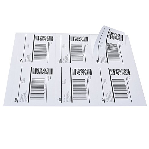 MFLABEL 100 Sheets 6-UP Easy to Peel FBA Labels 3-1/3" x 4" White Shipping Labels - 600 Labels