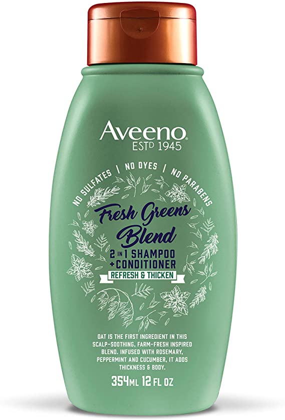 Aveeno Scalp Soothing Fresh Greens Blend 2-in-1 Shampoo   Conditioner, 12 Ounce