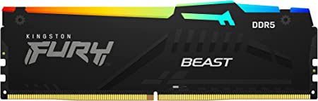 Kingston Technology Fury Beast RGB 32GB 5200MT/s DDR5 CL40 DIMM Desktop Memory (Kit of 2) | Intel XMP 3.0 | Infrared Sync Technology | Overclocking Stability | KF552C40BBAK2-32