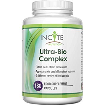 Probiotics for Adults Bio Complex - One Billion Organisms 180 Premium Capsules - 6 Month Supply- High Strength, Quality Live Friendly Bacteria - Lactobacillus Acidophilus UK Made - Incite Nutrition