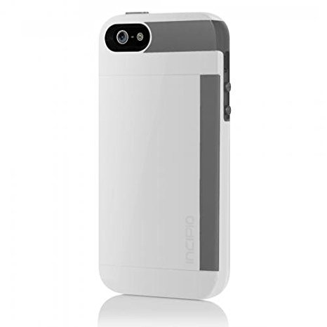 Incipio Stowaway Wallet Credit Card Hard Protective Case for iPhone 5 5S SE Cover-White/Gray