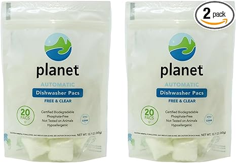 Planet Automatic Free & Clear Dishwasher Pacs, 12.7 Ounce (Pack of 2)
