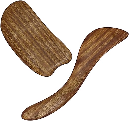 DOITOOL 2pcs Face Massage Tools Wood Guiasha Board Face Neck Massager Beauty Tool Scraper Scraping Tablets Brown Cosmetic Bamboo Guyana Scraping Massage Tools