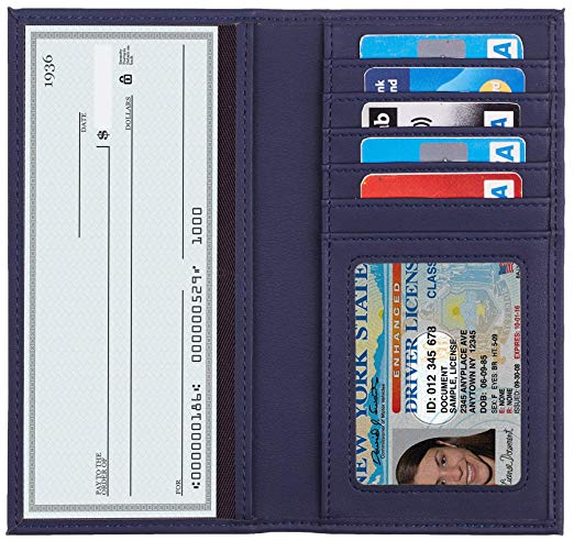 Toughergun Vegan Leather Checkbook Cover For Men & Women Card Holder Wallet RFID Blocking