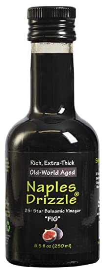 Naples Drizzle Barrel-Aged Balsamic Vinegar of Modena -- Rich, Extra Thick, No Added Sugar or Thickeners, Better-Than-Glaze Balsamic Drizzle (Fig)