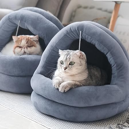 Tempcore Cat Bed for Indoor Cats, Machine Washable Cat Beds, Cat Beds for Indoor Cats or Small Dogs, Puppy, Kitty, Kitten, Rabbit, Anti-Slip & Water-Resistant Bottom Sponge Standard Size