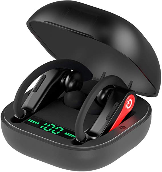 Sport Wireless Earbuds, Bluetooth 5.0 Headphones with Upgraded LED Display Charging Case Binaural Call Cordless Headsets Auto Pairing Waterproof Earphones
