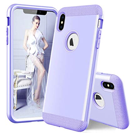 iPhone Xs Max Case,TCM 3 in 1 Hybrid Heavy Duty Shockproof Hard Back Durable Protective Phone Case for iPhone Xs Max-Purple