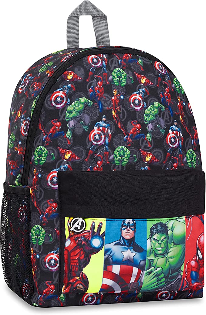 Marvel Avengers School Bag with Captain America Iron Man Incredible Hulk and Thor, Large Rucksack for School Travel, Marvel Gifts for Boys Teens