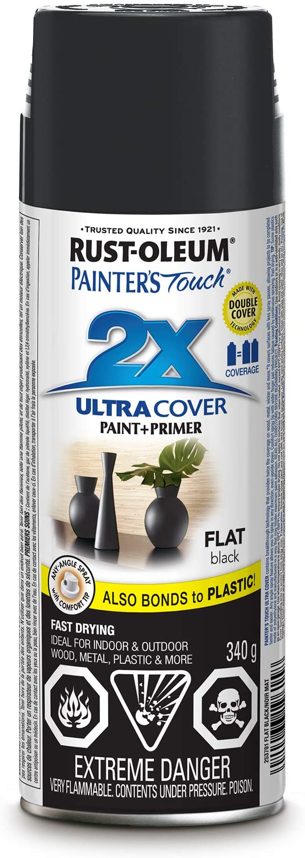 Painter's Touch 2X Ultra Cover in Flat Black, 340g