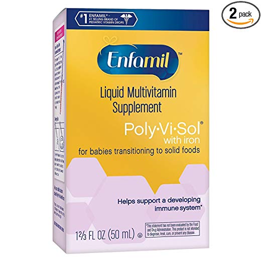 Enfamil Poly-Vi-Sol Multivitamin Supplement Drops with Iron 50 mL (Packs of 2)