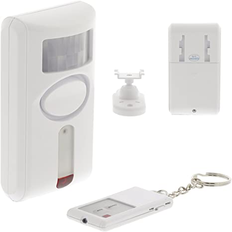 Wireless Portable PIR Motion Detection Sensor Alarm & Remote Control - 110dB 6m Range - Chime Function is Perfect for Shops & Offices