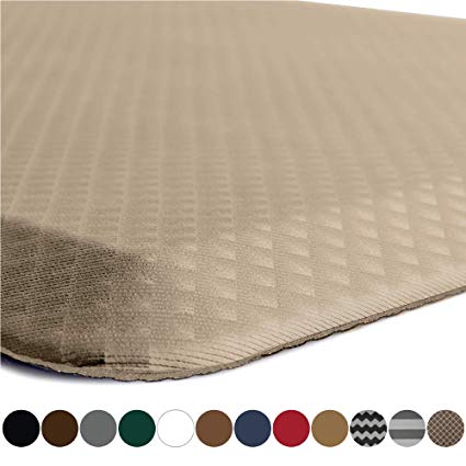 Kangaroo Original 3/4" Commercial Grade Standing Mat Kitchen Rug, Anti Fatigue Comfort Flooring, Phthalate Free, Non-Toxic, Waterproof, Salon, Rugs for Office Stand Up Desk, Half Circle (Beige)