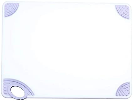 Winco CBN-1520WT, 15x20x1/2" Rectangular Cutting Board with White Rubber Grip Hook, Plastic Chopping Board (White)