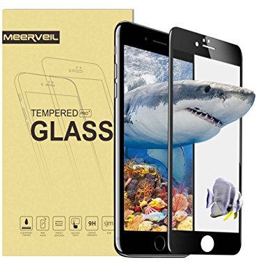 3D Full Screen Protector for iPhone 7 Plus, Meerveil 9H Hardness High Definition Bubble Free Anti-Scratch Tempered Glass Screen Protector