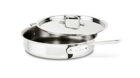 All-Clad 4403B D3 ARMOR Stainless Steel Tri-Ply Bonded Dishwasher Safe Sauté Pan Cookware, 3-Quart, Silver