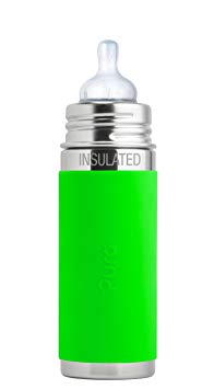 Pura Insulated Stainless Steel Infant Bottle With Silicone Nipple & Sleeve, Green (Plastic Free, BPA Free, NonToxic Certified)