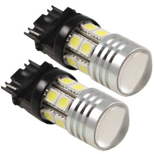 2pcs 3156 7W Cree with Projector with 12-SMD 12V LED Replacement Light Bulbs 3056 3356 3456 - White