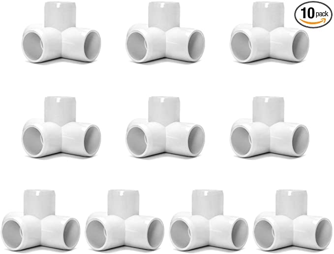 QWORK 4 Way 3/4"Tee PVC Fitting Elbow,10 Pack PVC Fitting Connector,Furniture Grade, for Building Furniture and PVC Structures, White