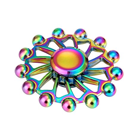 Livoty NEW Alloy Hand Spinner Tri Fidget Focus Toy EDC Finger Spin Gyro ADHD Autism (Colorful)
