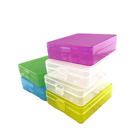 Honbay Battery Storage Case/Box/Organizer/Holder for 4 18650 Batteries or 8 CR123A Battery, Pack of 6 (Multi-colored)