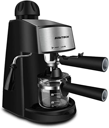Espresso Machine, SOWTECH 3.5 Bar 4 Cup Espresso Coffee Maker Cappuccino Machine with Steamer